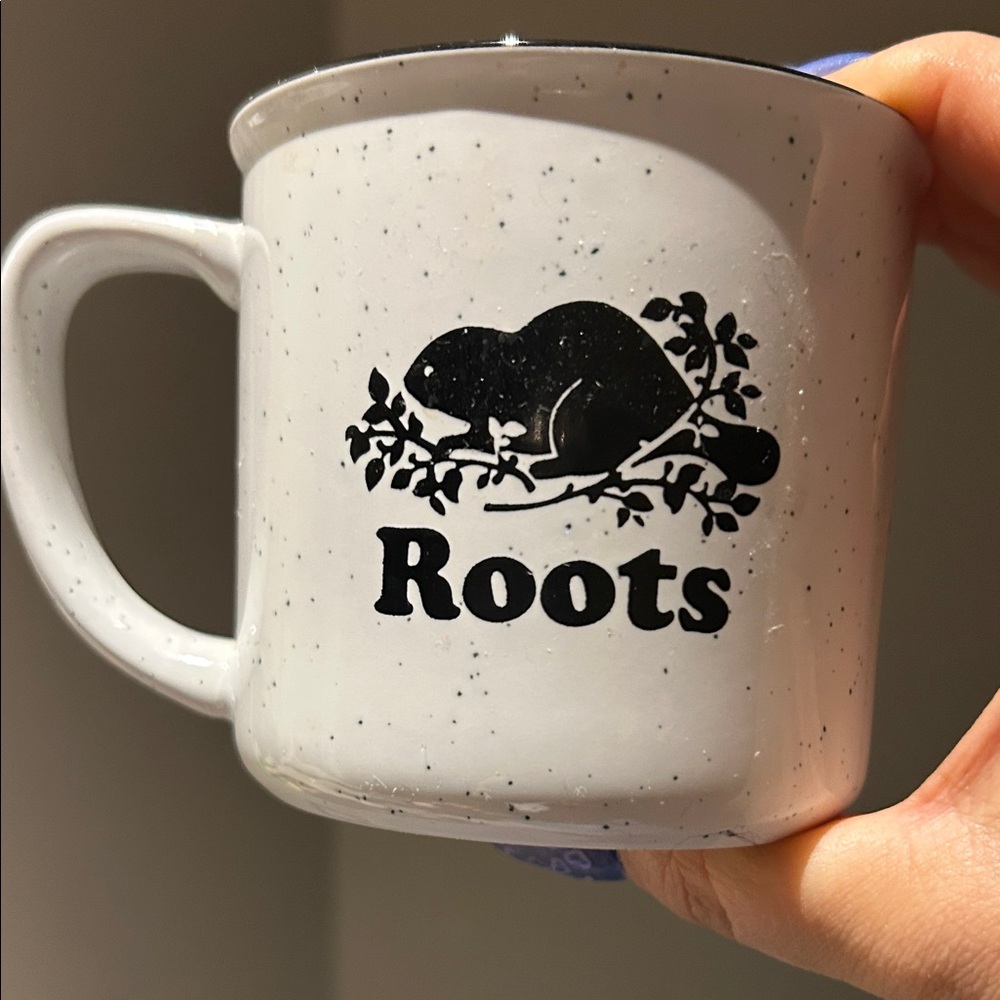 Roots white ceramic camping mug - original